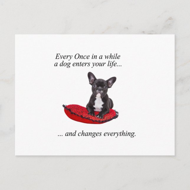 French Bulldog with heart and nice quote Postcard (Front)
