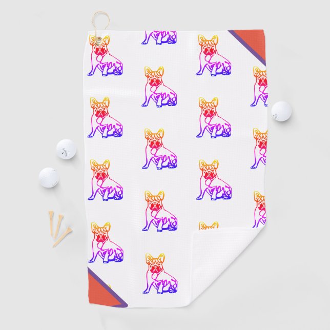 French bulldog with heart cartoon golf towel (InSitu)