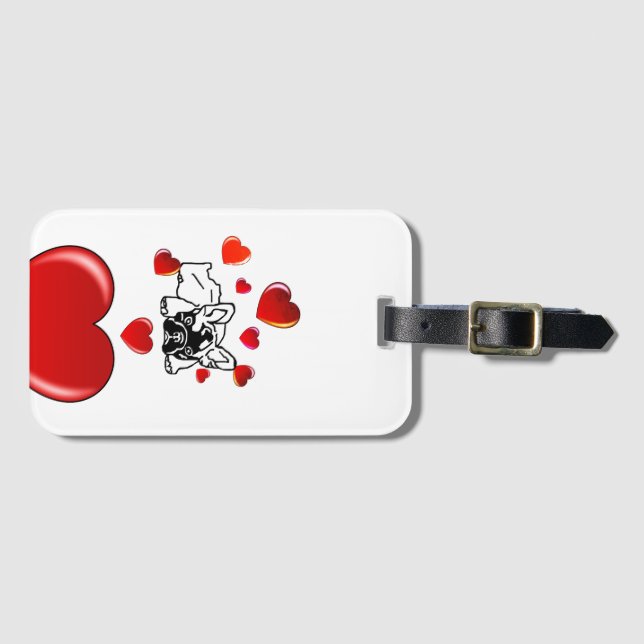French Bulldog with Heart French Bulldog Luggage Tag (Front Horizontal)