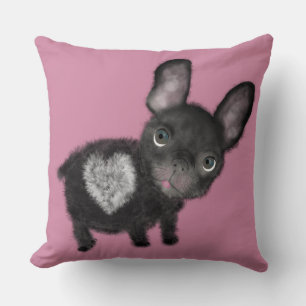 French bulldog with heart Throw Pillow 20" x 20".