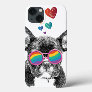 French Bulldog with Hearts Valentine's Day iPhone 13 Case