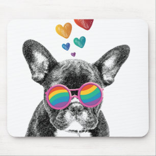 French Bulldog with Hearts Valentine's Day Mouse Pad