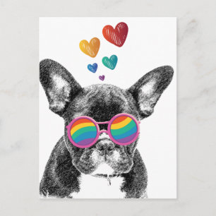 French Bulldog with Hearts Valentine's Day Postcard