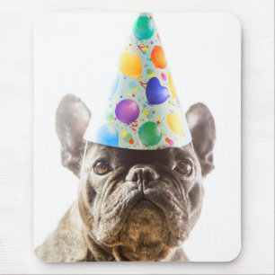 French Bulldog with Party Hat Mouse Pad
