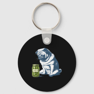 French bulldog with pickle jar funny meme 90s key ring
