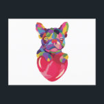 French Bulldog with red heart colourful Postcard<br><div class="desc">Sweet and colourful design featuring a colourful french bulldog with a red heart. A perfect match for dog lovers and dog owners.</div>