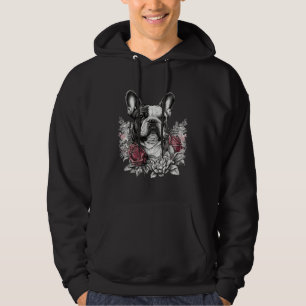 French Bulldog with Red Roses Hoodie
