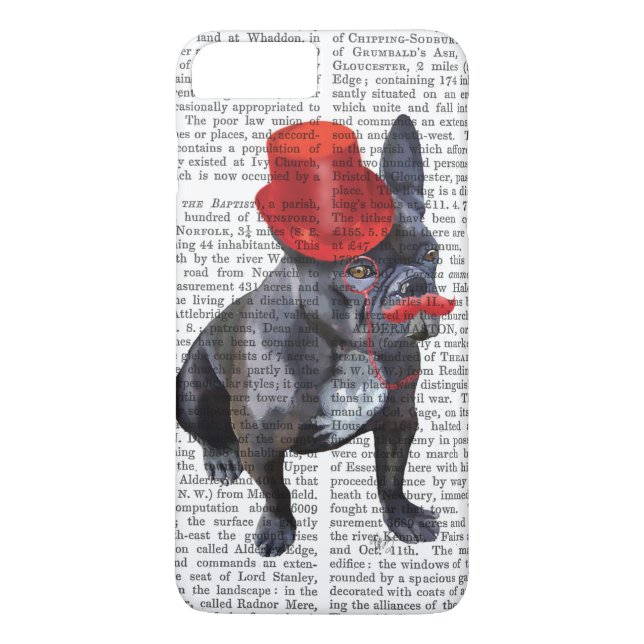 French Bulldog With Red Top Hat and Moustache Case-Mate iPhone Case (Back)