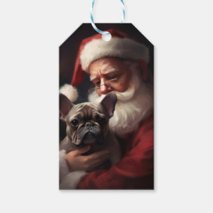 French Bulldog With Santa Claus Festive Christmas Gift Tags