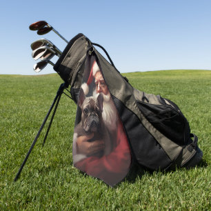 French Bulldog With Santa Claus Festive Christmas Golf Towel