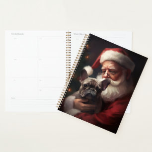 French Bulldog With Santa Claus Festive Christmas Planner