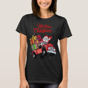 French Bulldog With Santa Claus In Red Truck Dog T-Shirt