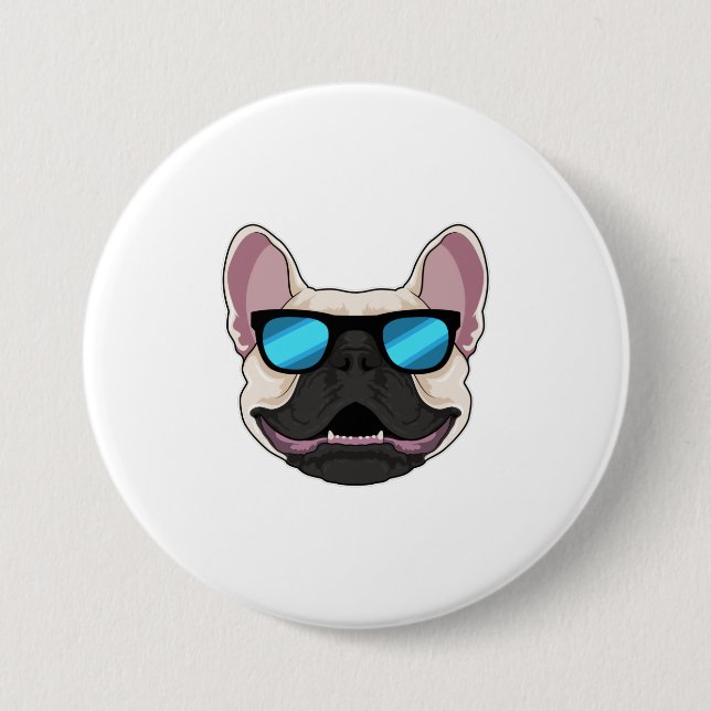 French Bulldog with Sunglasses 7.5 Cm Round Badge (Front)