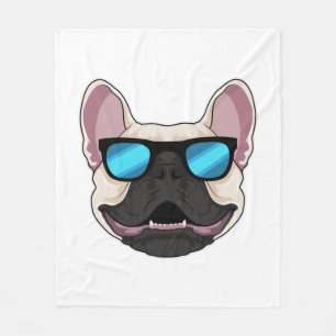 French Bulldog with Sunglasses Fleece Blanket