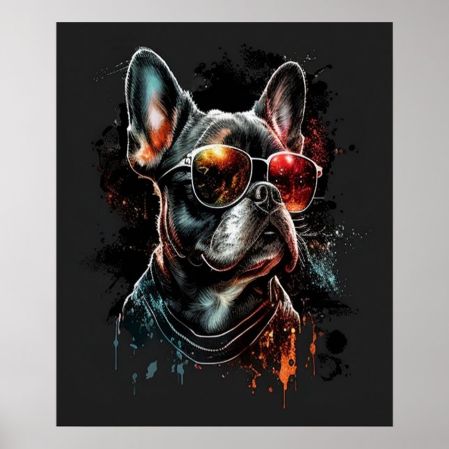 French Bulldog with Sunglasses  Poster (Front)