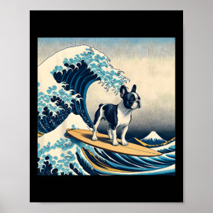 French Bulldog With Surf Surfing The Great Wave Fo Poster