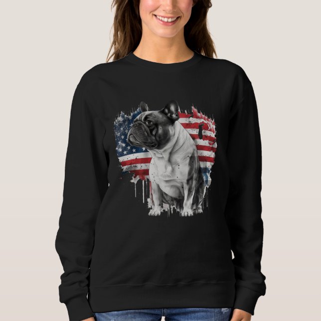French Bulldog with the American Flag  1 Sweatshirt (Front)