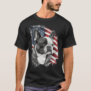 French Bulldog with the American Flag T-Shirt