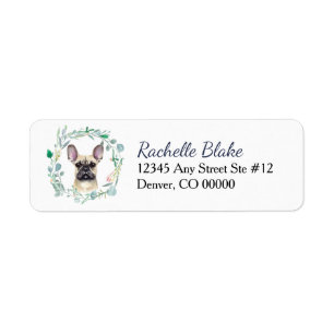 French Bulldog Wreath Return Address Label