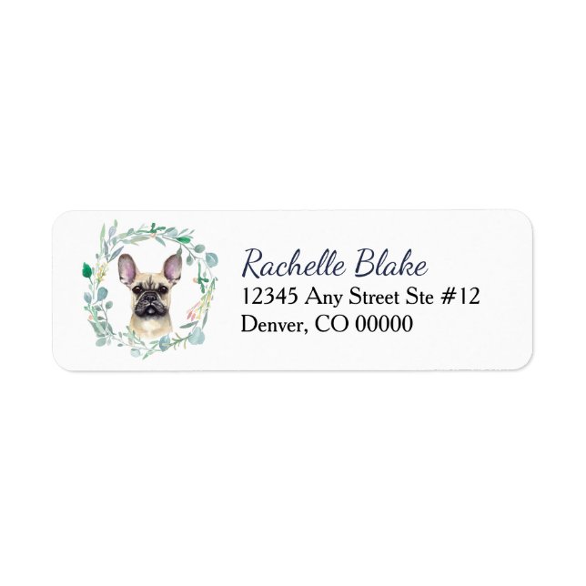 French Bulldog Wreath Return Address Label (Front)