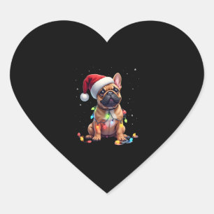 French Bulldog Xmas Lighting Santa French Bulldog  Heart Sticker