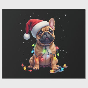 French Bulldog Xmas Lighting Santa French Bulldog Wrapping Paper