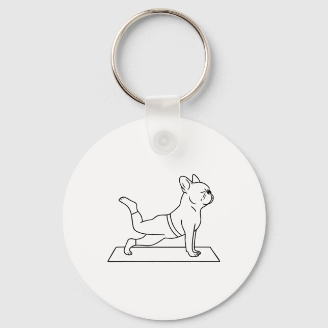 French Bulldog Yoga Funny Frenchie  Key Ring (Front)