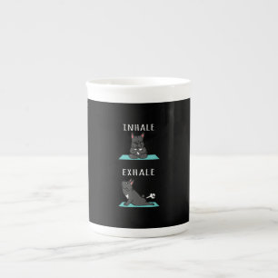 French Bulldog Yoga Inhale Exhale Funny Dog Gift . Bone China Mug