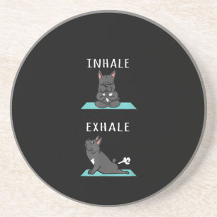 French Bulldog Yoga Inhale Exhale Funny Dog Gift . Coaster