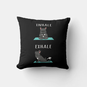 French Bulldog Yoga Inhale Exhale Funny Dog Gift Cushion