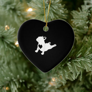 French Bulldog Yoga Love Heart Frenchie Workout Ceramic Ornament