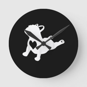French Bulldog Yoga Love Heart Frenchie Workout Round Clock