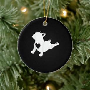 French Bulldog Yoga Pose Love Heart Gift Ceramic Ornament