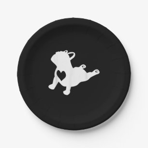 French Bulldog Yoga Pose Love Heart Gift Paper Plate
