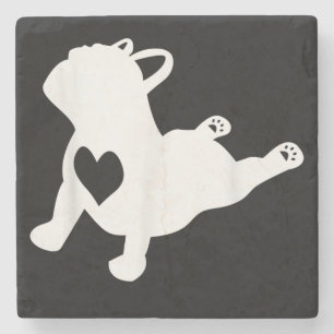 French Bulldog Yoga Pose Love Heart Gift Stone Coaster