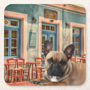 French Bulldogge Cheers Square Paper Coaster