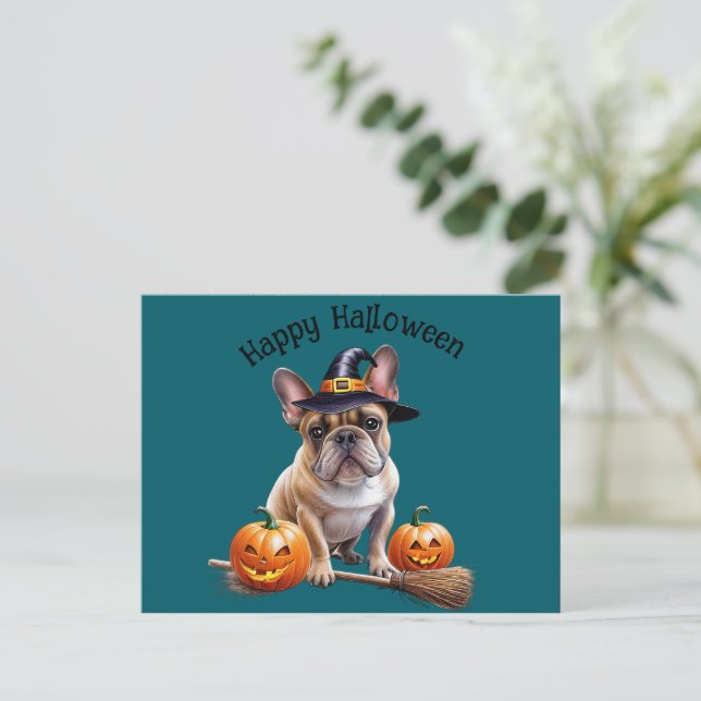 French Bulldogge Halloween Postcard (Standing Front)