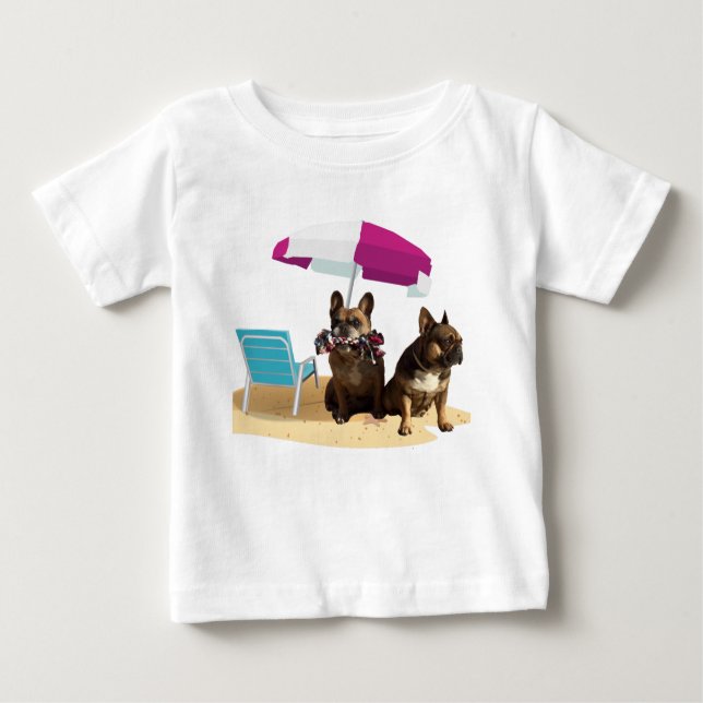 French bulldogge happy Summer Baby Shirt (Front)
