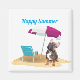 French Bulldogge happy Summer Magnet