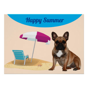 French Bulldogge happy Summer Poster