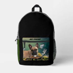 French bulldogge printed backpack