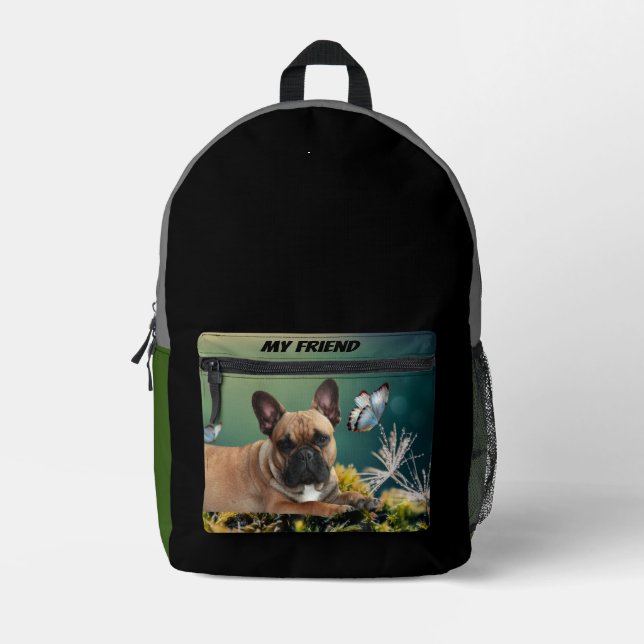 French bulldogge printed backpack (Front)