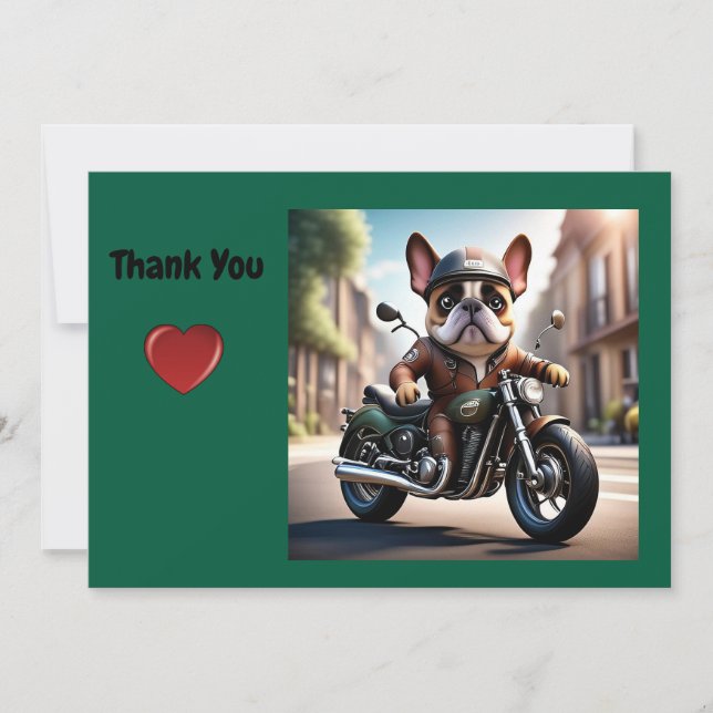French Bulldogge thank you Motorrad Invitation (Front)