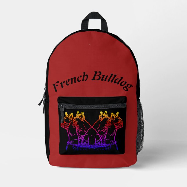 French Bulldogge two friends Printed Backpack (Front)