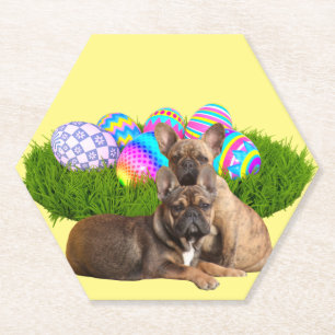 French Bulldogge Underwriter Easter Paper Coaster