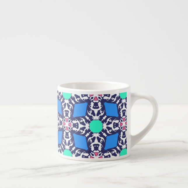 French Bulldoggen Blue Graphical Pattern  Espresso Cup (Right)