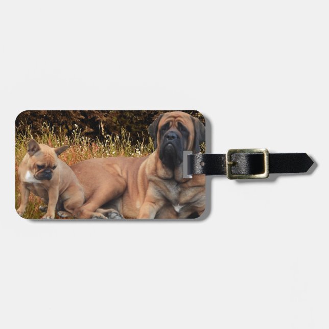 French Bulldoggen Mastiff boot trailer Luggage Tag (Front Horizontal)