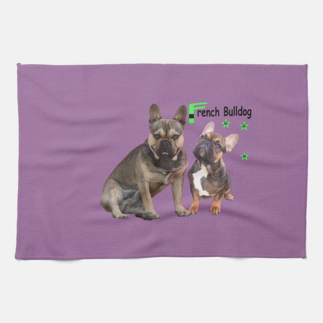 French Bulldoggen Tea Towel (Horizontal)