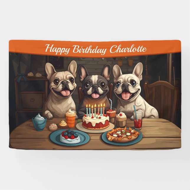 French Bulldogs Birthday Party Banner (Horizontal)