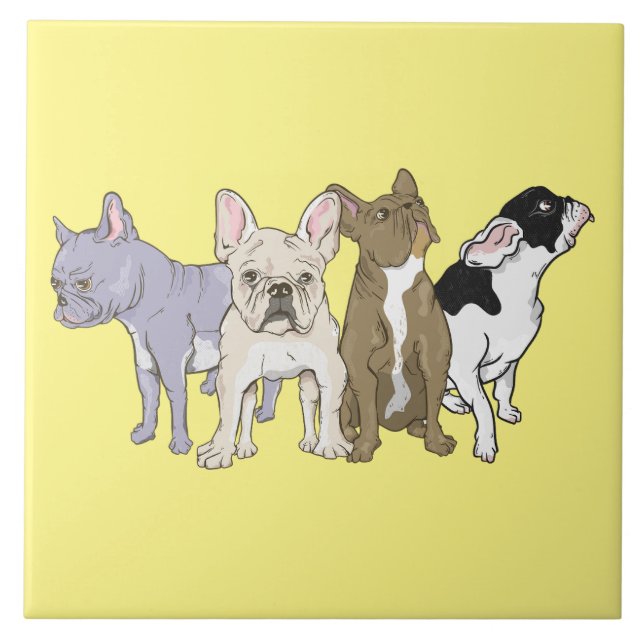 French Bulldogs Ceramic Tile (Front)